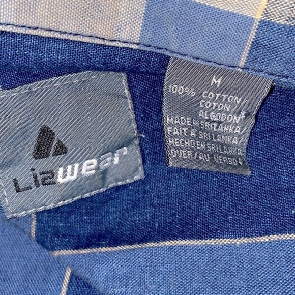 Lizwear vintage blue plaid button down shirt size medium - Picture 6 of 9
